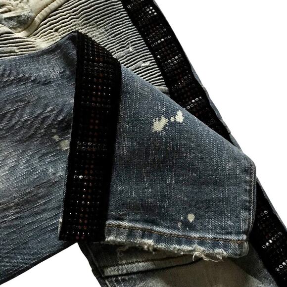 Preme NWOT Medium Stone Wash Distressed Skinny Jean Men 32 - Picture 5 of 10